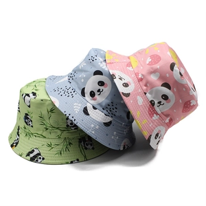 Chapeau Bob Panda Dessin Animé Coton Réversible Protection Solaire Été Extérieur Décontracté Pour Femmes Filles