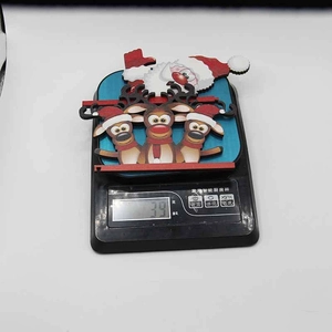 Detailed view of the 39g lightweight wooden Santa and reindeer door frame ornament