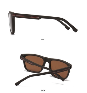 Detailed side and back view of classic men's brown matte TR sunglasses with polarized lenses