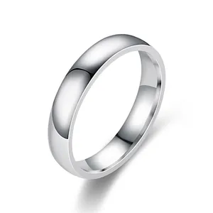 Polished 4mm stainless steel dome ring with a classic minimalist silver finish