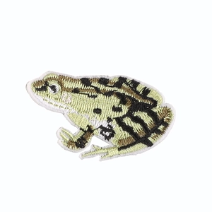 Green frog cartoon animal embroidery patch for clothing decoration with adhesive back