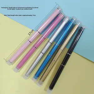 Detailed view of 17cm dual-ended nail art tools in individual clear protective tubes