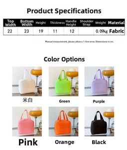Detailed dimensions of the canvas lunch bag showing height, width and material weight