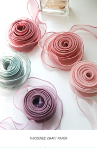 Close-up of multicolored translucent fishtail organza ribbons for floral gift wrapping