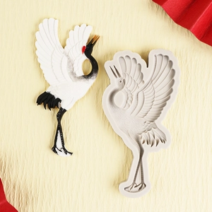 Flying crane silicone mold for DIY crafts with a realistic finished crane bird model