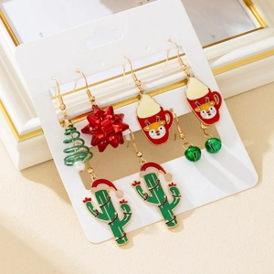 Christmas themed earring set with festive trees, reindeers, and holiday charms
