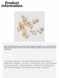 Vue macro de breloques étoiles dorées 14 carats serties de zircon pour bijoux DIY