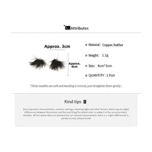 Tabella dettagliata delle taglie per orecchini con piume e dimensioni di 4cm per 3cm