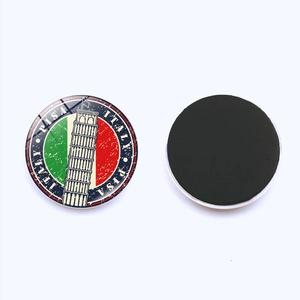 Aimant de frigo en verre 30mm Pise Italie avec Tour de Pise et dos magnétique noir
