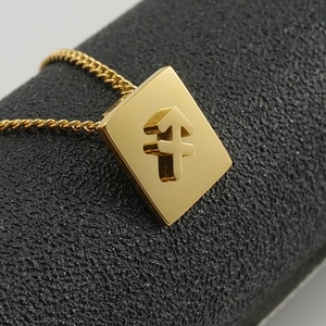 Golden 18K stainless steel square necklace featuring Sagittarius zodiac pendant