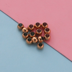 Polished rose gold hollow stainless steel round beads for DIY bracelet jewelry making