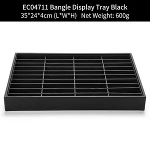 Detail view of 40-grid black bracelet display tray with 35x24x4cm dimensions