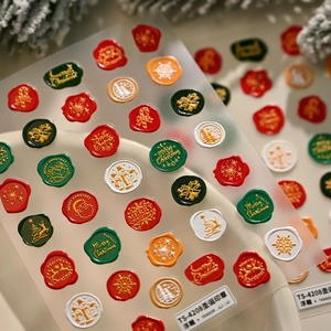3D reliëf kerst nagelstickers TS-4208 met retro lakstempel patronen en kerstmotieven