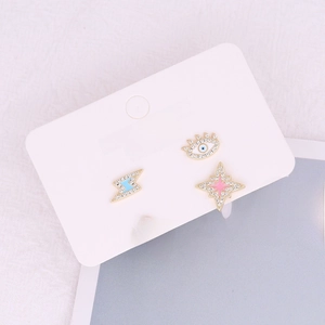 Zirconia Stud Earrings For Women With 925 Sterling Silver Earring Post Copper Enamel Evil Eye Heart Cross Dainty