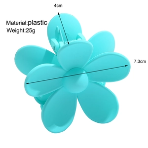 Mint green matte flower hair claw clip in 7.3cm size for elegant women hair styling