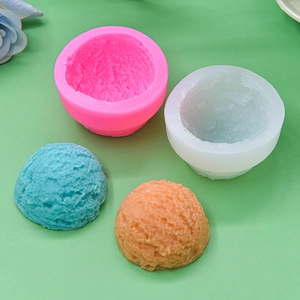 Silicone semi-sphere ice cream scoop mold set for DIY baking and handmade soap making