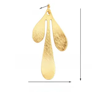 Detail of 36mm gold leaf pendant showing dimensions and brushed metal texture details
