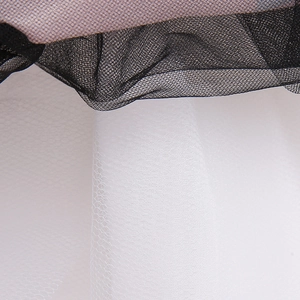 Macro view of double-layer black and white tulle mesh fabric for girls' pumpkin dress