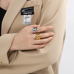Polished 18k gold and silver thick dome croissant rings for men and women