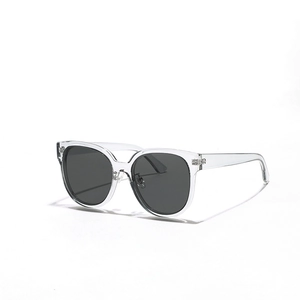 Vintage oversized square sunglasses with transparent frames and dark grey polarized lenses