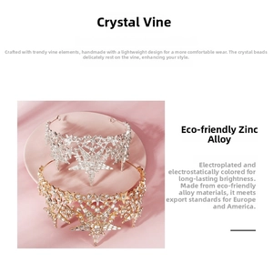 Detailed view of handmade star bridal crown made with eco-friendly zinc alloy and crystals