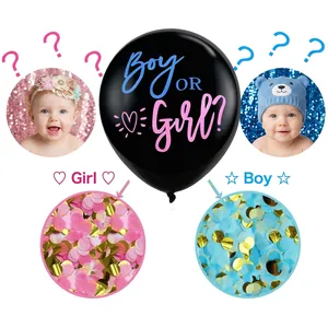 36-inch gender reveal balloon set with blue and pink confetti for baby reveal party decor