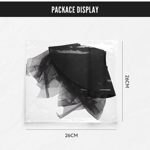 Package display of the 26x26cm black gothic witch hat with mesh and floral details