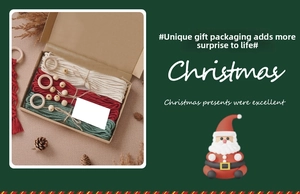 DIY Christmas tree tapestry kit with red, white, green cotton ropes and wooden beads