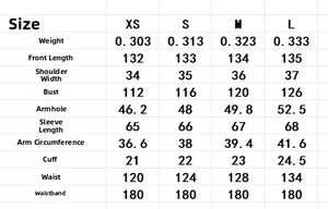 Size chart for floral print chiffon dress with length and waist measurements