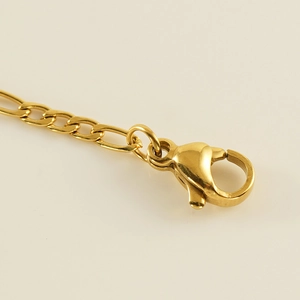 Minimalist gold titanium steel NK 3:1 link anklet featuring a polished lobster clasp
