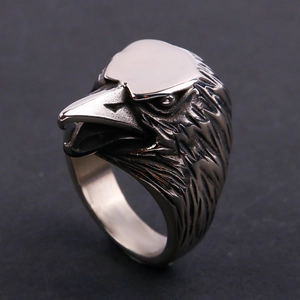 Eagle Head Ring Stainless Steel Vintage Punk Hip Hop Animal Jewelry For Men