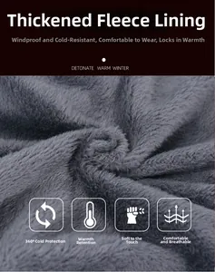 Close-up of thick grey fleece lining showing dense texture for warmth and soft comfort