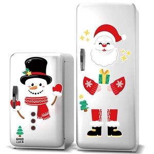 Cartoon Santa and Snowman magnetic fridge stickers for creative Christmas kitchen decoration