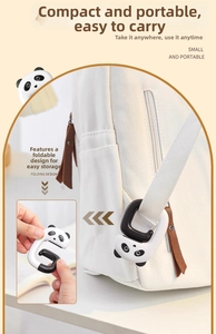 Portable panda desk hook for bags with folding design and durable black-white finish