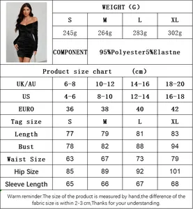 Guía de tallas detallada y composición de tela para el vestido de fiesta de terciopelo sexy