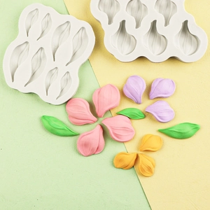 Silicone flower and leaf molds for DIY cake decorating and tulip petal textures