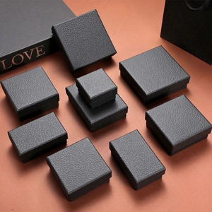 Minimalist black lychee texture jewelry box set for rings earrings and necklaces