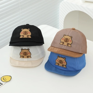 Baby Mesh Baseball Cap Breathable Sun Protection Summer Outdoor Cartoon Capybara Animal Patch Toddler Adjustable