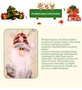 Detail of Santa Claus plush hanging ornament in red plaid and white fleece fabric