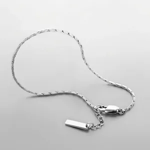 Bracciale Minimalista in Acciaio Inossidabile per Uomo Donna Placcato in Oro 18K Oro Bianco Catena Regolabile Gioielli Regalo