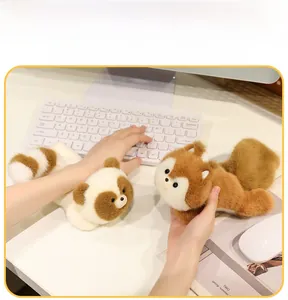 Ergonomic panda and squirrel plush wrist rests for office typing and comfort