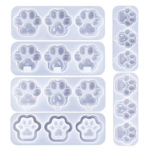 Cat paw silicone molds for DIY resin keychains and pendants, multiple layouts set