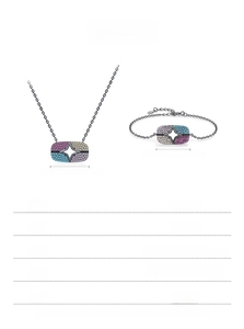 Detailed size specifications for the S925 silver star necklace and bracelet set