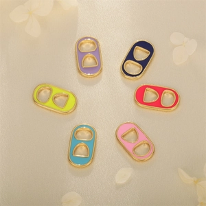 Copper Gold Plated Enamel Soda Can Pull Ring Charms DIY Jewelry Making Pendants For Necklace Earring Creative Fashion