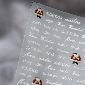 3D Christmas 5D embossed nail art stickers with Santa and winter wonderland patterns