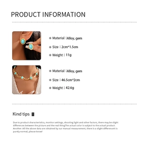Détails de taille et poids des boucles d'oreilles et collier avec pierres bleues