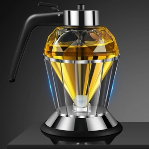 Dispenser Olio In Vetro Diamante Bottiglia Aceto Antigoccia Con Base In Acciaio Inossidabile Per Cucina