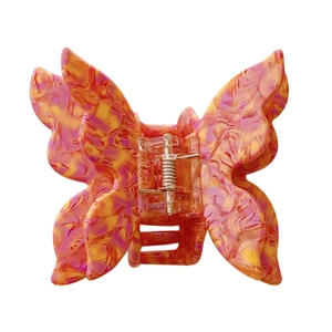 Colorful acetate butterfly hair claw clip with marble texture for elegant hairstyling