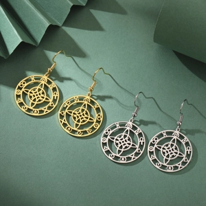 Witch Knot Dangle Ohrringe Edelstahl Rund Hohl Keltische Symbole Vintage Wicca Schmuck Für Damen Herren