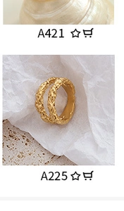 Detailed close-up of a gold-plated titanium ring with textured surface on product list
